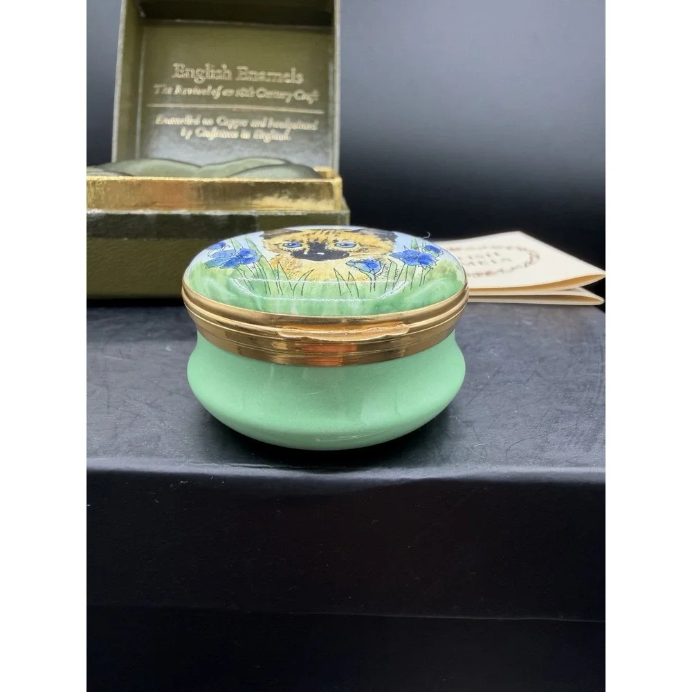 🐱✨ English Enamels by Crummels Cat Trinket Box – Vintage Collectible ✨🐱